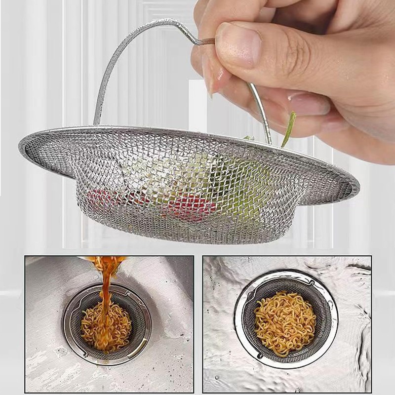 Pack of 4 Sink Strainer with Handle Drain Strainer Stainless