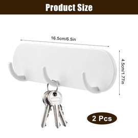 TESSTSY Pack of 2 Magnetic Key Holder with 3 Hooks, Key Holder, Magnetic Key Hook, Key Rack Hook, Key Rack No Drilling, for Fridge, Kitchen and Laundry Room