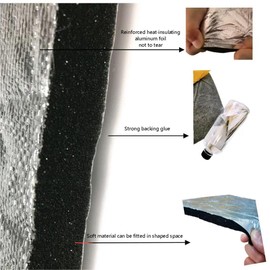 Hood-Liner 79 *48 *3/5" Thick Fireproof Self-Adhesive Automotive Insulation Foam Sound Deadening Mat- Aluminum Foil Face
