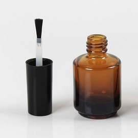 6Pcs 15ml(1/2 oz) Empty DIY Nail Polish Bottles Cylindrical Glass Bottles Vials Containers with Brush Cap for Nail Art Sample, 2pcs Mini Funnel Included, Brown