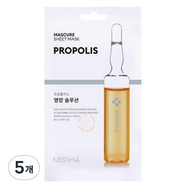 Misha Missha Masquee Nourishing Solution Sheet Mask Propolis, 5 Pieces, 1 Pack / 미샤 마스큐어 영양 솔루션 시트 마스크 프로폴리스, 5개, 1개입