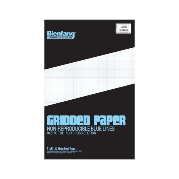 Bienfang Designer Grid Paper Pad, 8x8 Cross Section, 11 x 17 inches, 50 Sheets