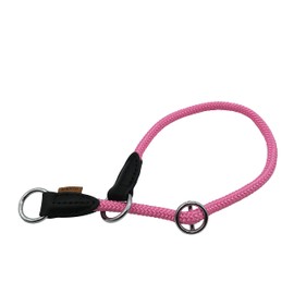Aiminto Nylon Rope Pro Training Dog Collar, No Pull Round Martingale Collar, Slip Collar with Slidable Stop Ring - Ideal for Medium Dogs (M-(1/3") - 18" Long, Pink)