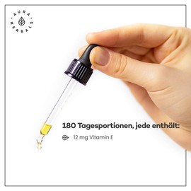 Aura Herbals AURA HERBALS® Vitamin E Forte 900 Tropfen Öl - Hochdosiert und bis zu 180 TAGESPORTIONEN - Flüssig 30ml - Natürliches Produkt 100% - Vegan - Hohe Bioverfügbarkeit - Einfache Komposition