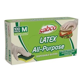 Sabco Latex All Purpose Disposable Gloves, Medium (Pack of 100)