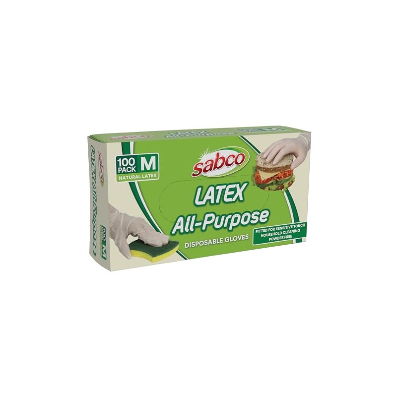 Sabco Latex All Purpose Disposable Gloves, Medium (Pack of 100)
