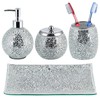 Sanbege 4 Pcs Mosaic Glass Bathroom Accessories Set, Modern Luxury