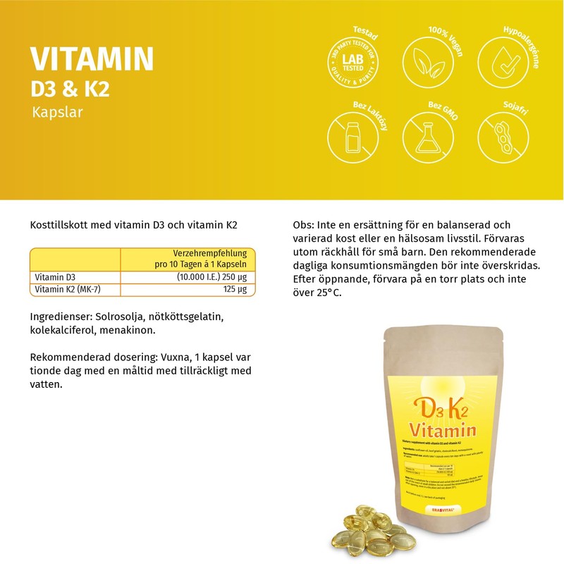 Vitamin D3 10,000 IU + Vitamin K2 125 mcg Menaquinon