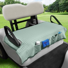 LEAPGOMAX Golf Cart Cooling Ice Silk Seat Cover Blanket for EZGO TXT RXV/Club Car DS Precedent Front 2-Person Seats, 4 Pockets, Keeps Cool and Clean - Green