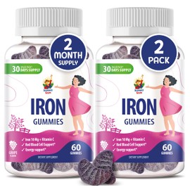 SUNNY SAM Iron Gummies for Kids & Adults - Iron Vitamins with Vitamin C, 10mg per Serving - Chewable Fruit Gummy for Immune Support Red Blood Cell Production