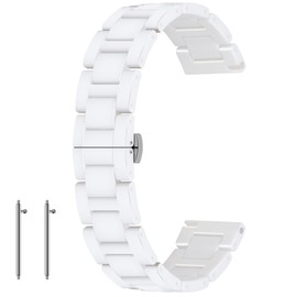 Kai Tian White Ceramic Watch Band for Men 20mm Deployment Clasp Quick Release Watch Strap Bands Watch Bracelet