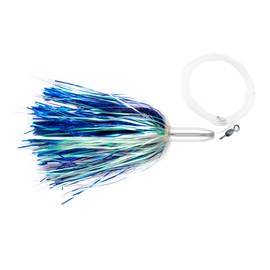 Billy Baits, Mini Turbo Slammer Rigged & Ready, Pearl/Blue Shimmer, Concave Head, 7/0 Mustad Hook, AFW Swivel, 100 lb / 45.3 kg Grand Slam Mono Line, 6 ft / 1.8 m