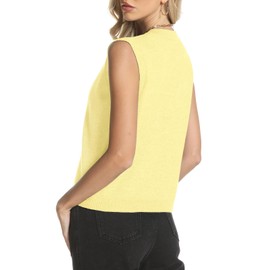 Cardigan Sweaters for Women Fall Fashion 2025 Casual Sleeveless Button Up Cropped Vest Crew Neck Knit Tank Tops Yellow