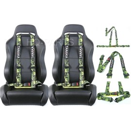 TANAKA 2 X TANAKA BUGGY SERIES UNIVERSAL CAMOUFLAGE 3 POINT BUCKLE SEAT BELT HARNESS