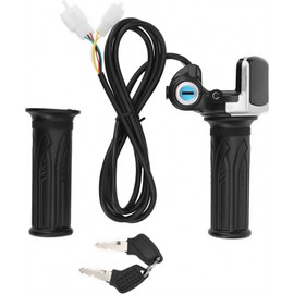 Lausixy 48V Electric Bike Half Twist Throttle, LED Display Throttle Grip with Lock and Key Set, Replacement Throttle Handle for Electric Bicycle, Motorcycle, Scooter