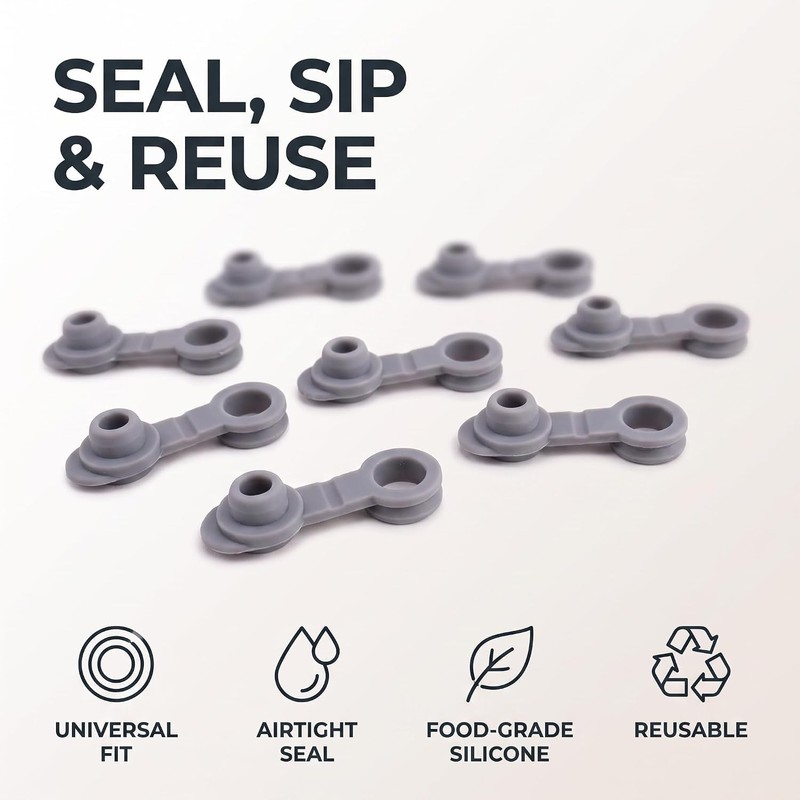 10Pcs Grey Universal Silicone Sealing Bottle Straw Hole Grommets Stopper