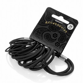 Pack of 20 Mixed Size Thick Thin Black Colour Elastics