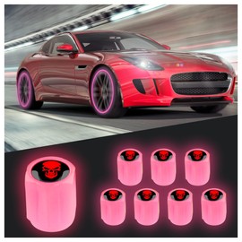 8Pcs Luminous Skull Tire Air Valves Stem Caps,Fluorescent Tire Valve Caps,Universal Tire Valve Stem Covers Accessories for Car Truck Motorcycles Bike (Skull 8pcs-Pink)