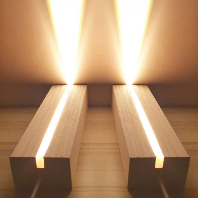 luolety Rectangular LED Light Display Base, 15 cm Wooden LED