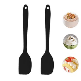 2 Stück Silikon Spatel, Nahtloser Kleiner Silikon Spatel Schwarz Hitzebeständige Spatel Nicht Haftend Teigschaber Silikon für Backen, Kochen, Mischen und Rühren Passt in Kleine Behälter