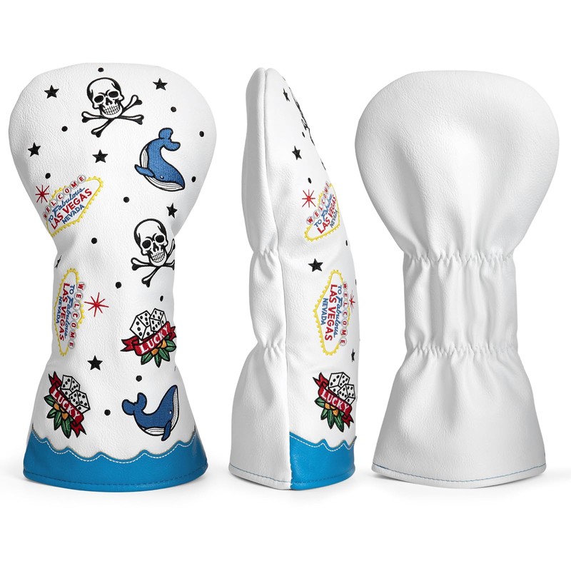 ゴルフクラブヘッドカバー Shark ゴブレットゴルフヘッドカバー ゴルフウッドカバー Aliennana ドライバーカバー （DR)フェアウェイウッド（FW)、ユーティリティ用(UT) (ドライバー用(1枚)) 高級刺繍 PUレザー製