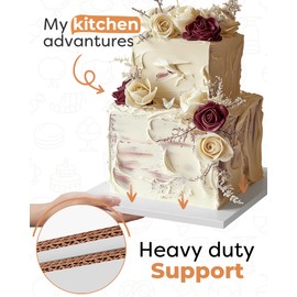 Kootek 12 Inch Square Cake Drums, 1/2 Inch Thick Sturdy Boards with Fully Wrapped Edges, Heavy Duty Corrugated Cardboard Base for Decorating Baking Supplies, Base para Pastel, 1 Pack