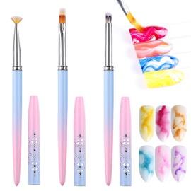 JCAKES 3pcs Ombre Nail Brush Ombre Brush for Gel Nails Manicure Brush Nail Paint Pen for Lace Line Gradient Color Nail Design Pen Nail Polish Tools Nail Art Brushes for Acrylic Nails