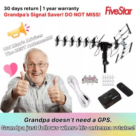 For Channel Master 200 MILES TV ANTENNA OUTDOOR MOTORIZED AMPLIFIED SPLITTER 360 ROTATION for 5 TV