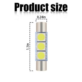Mandark 10PCS 28mm Car Roof LED Reading Light Bulb, 12V 3SMD 5050 Chips Super Bright Automobile Sun Visor Makeup Lights, Waterproof Vehicle Interior Lighting Accessories, Universal Fit (White)