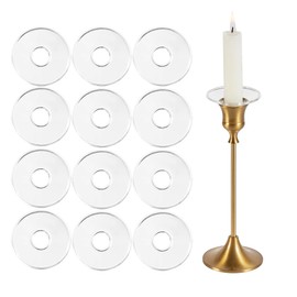 Willceka Glass Bobeches for Candlestick Holders, 12 Pcs Candle Drip Protectors, Candle Drip Catcher for Tapers Candle Stick Candle Holder for Wedding Party Home (Round, S)