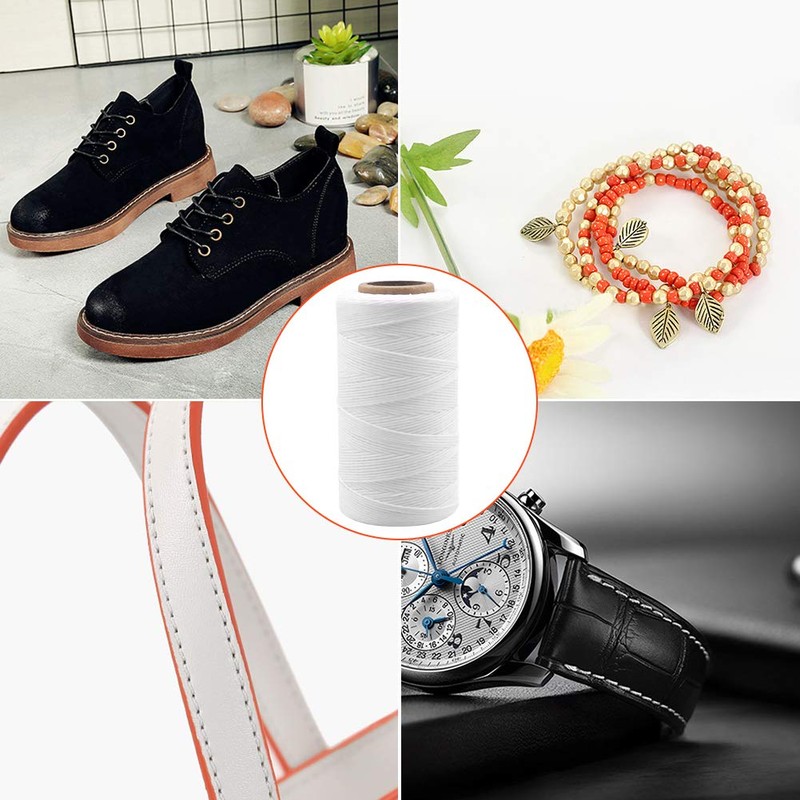 Vivifying 1mm Waxed Thread, 328 Yard White 150D Waxed Leather