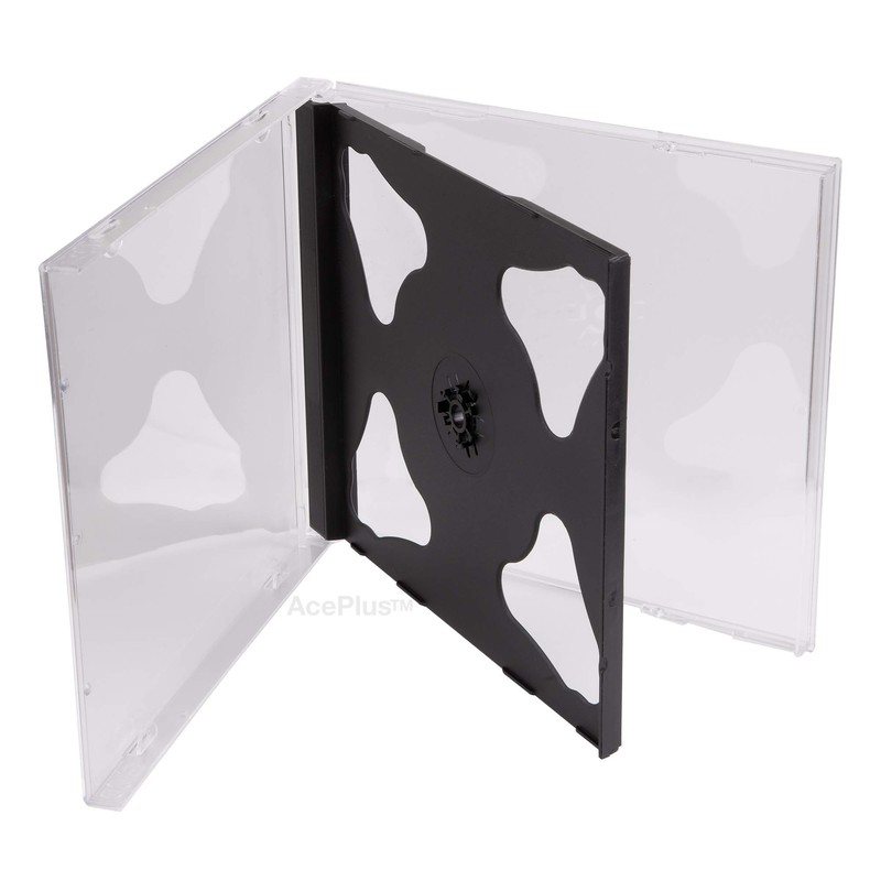 AcePlus Double 2-Disc Black CD Jewel Cases in 10.4mm Standard