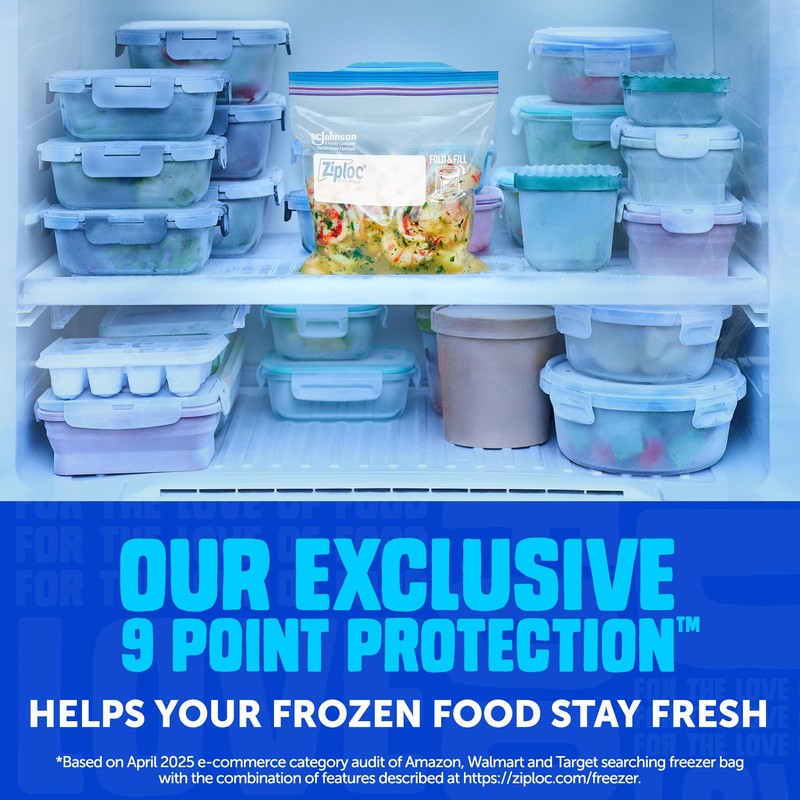 Ziploc Gallon Food Storage Freezer Bags, Stay Open Design, Easy