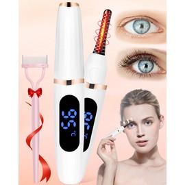 Heated Eyelash Curlers - Eye Lash Curler Heat - Mini Electric Eyelash Curler with LED Display 3 Temp Settings USB Rechargeable Natural Curling 24H Long Lasting for Women Makeup Tools Gifts-8409