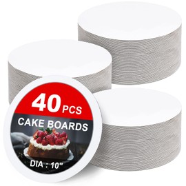 ZENOWICK 40-Packs Cake Boards 10 inch Round, Cake Boards White Cake Board Rounds, White Cake Circles Rounds Base Food-Grade Cardboard Cake Plate for displaying Cakes, Bread, DessertsThin and Sturdy
