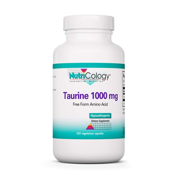 Nutricology Taurine 1000 mg - Energy, Cardiovascular Support - 250 Vegetarian Capsules