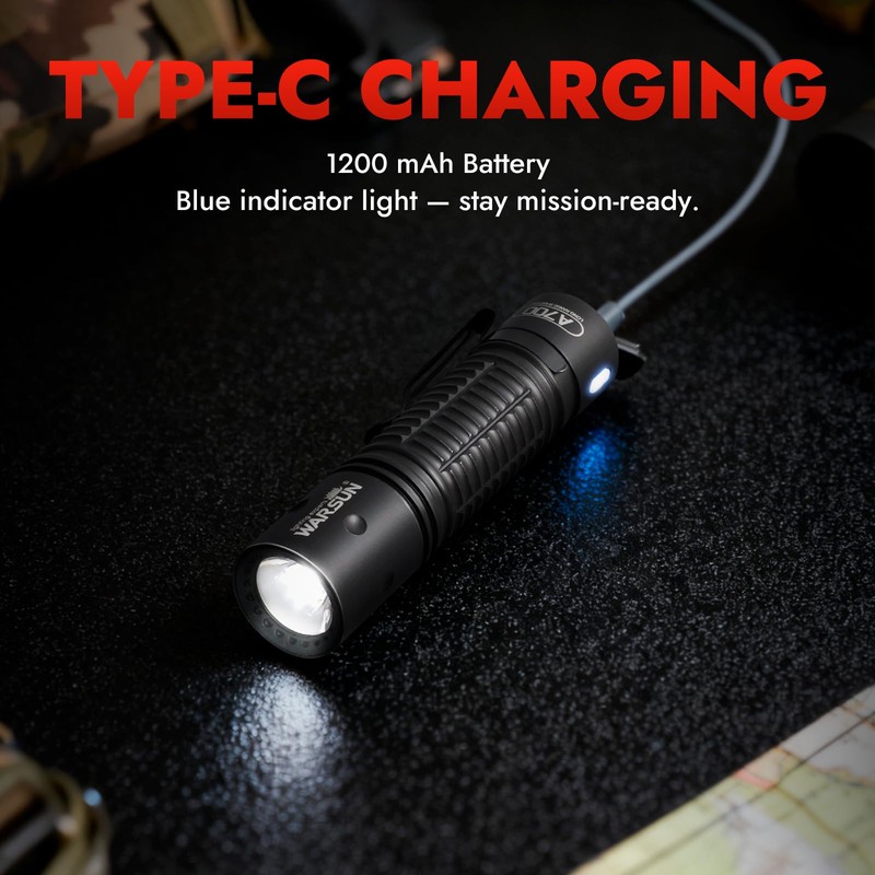 WARSUN A700 Tactical Flashlight 2 Pack, Rechargeable 700 Lumens LED