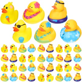 Honoson - 36 piezas de juguete de baño de goma para la playa de verano, patos de goma a granel, mini patos amarillos para regalos de cumpleaños, fiestas de ducha, actividades de decoración de cumpleaños (piscina)