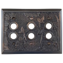 Victorian Style Three Gang Push Button Switch Cover Plate Heavy Bronze