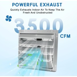 Unbranded 24" Aluminum Shutter Exhaust Fan 3500CFM Wall Mount Vent Fan for Shop Garage