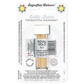 Sugarflair Royal Gold Edible Lustre Dust (E171 Free), Add a Lustrous Shine to Cakes or Decorations. Brush On or Add Rejuvenator to Create Eye-Catching Edible Paint- 2g