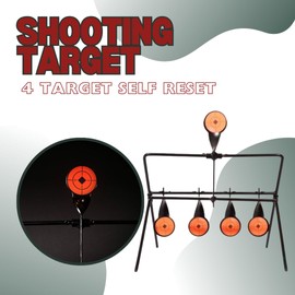 HHH Hunting® 4 Target Self Reset Gallery Self Reset Shooting Targets Freestanding Shooting Gallery Set Air Gun Rifle Airgun Hunting Moving Target Practice Gun Target Air Rifle Target Airsoft Gun
