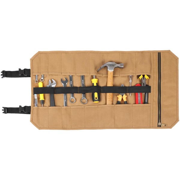 Tool Roll | 16OZ Waxed Canvas Tool Roll Up Bag