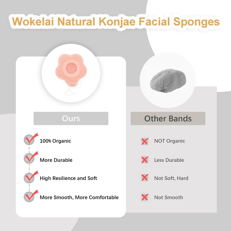 Wokelai Konjac Flower Shape Deep Cleansing Gentle Exfoliating Facial Sponge