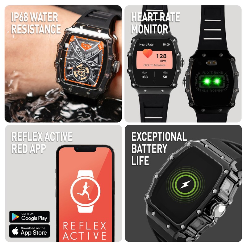 Reflex Active Series 51 Black Strap Smart Calling Watch