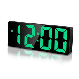 Sarsumir Alarm Clock, Digital Clock, LED Digital Alarm Clock with Time, Date, Temperature, Snooze Function, Brightness, Adjustable Alarm Clock, Children for Home, Bedroom, Office, Green Light
