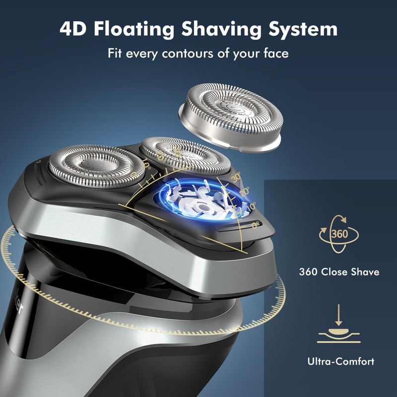 Electric Razor for Men, Rechargeable Electric Shaver with Pop-up Trimmer