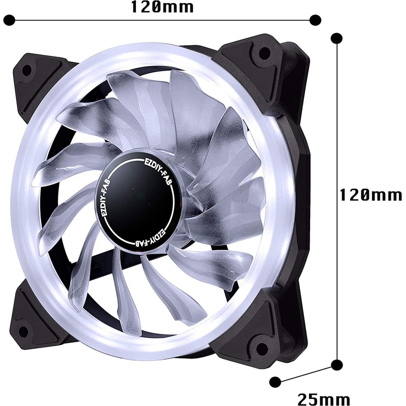 EZDIY-FAB 120mm PWM Blue Single Ring Fan, Blue LED PWM