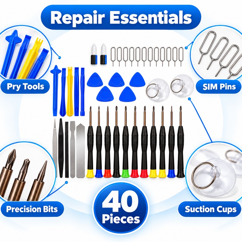 40-in-1 Mobile Phone Repair Tool Kit – Screwdriver, Spudger &
