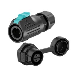 E-WeiChat EW-LP12 Industrial Waterproof Connectors IP68 Fast Plug In Aviation Connectors PBT Resin Housing Circular Connectors Quick Disconnect Electrical Connectors M12 2-8 Pin Thread Socket (2 Pin)